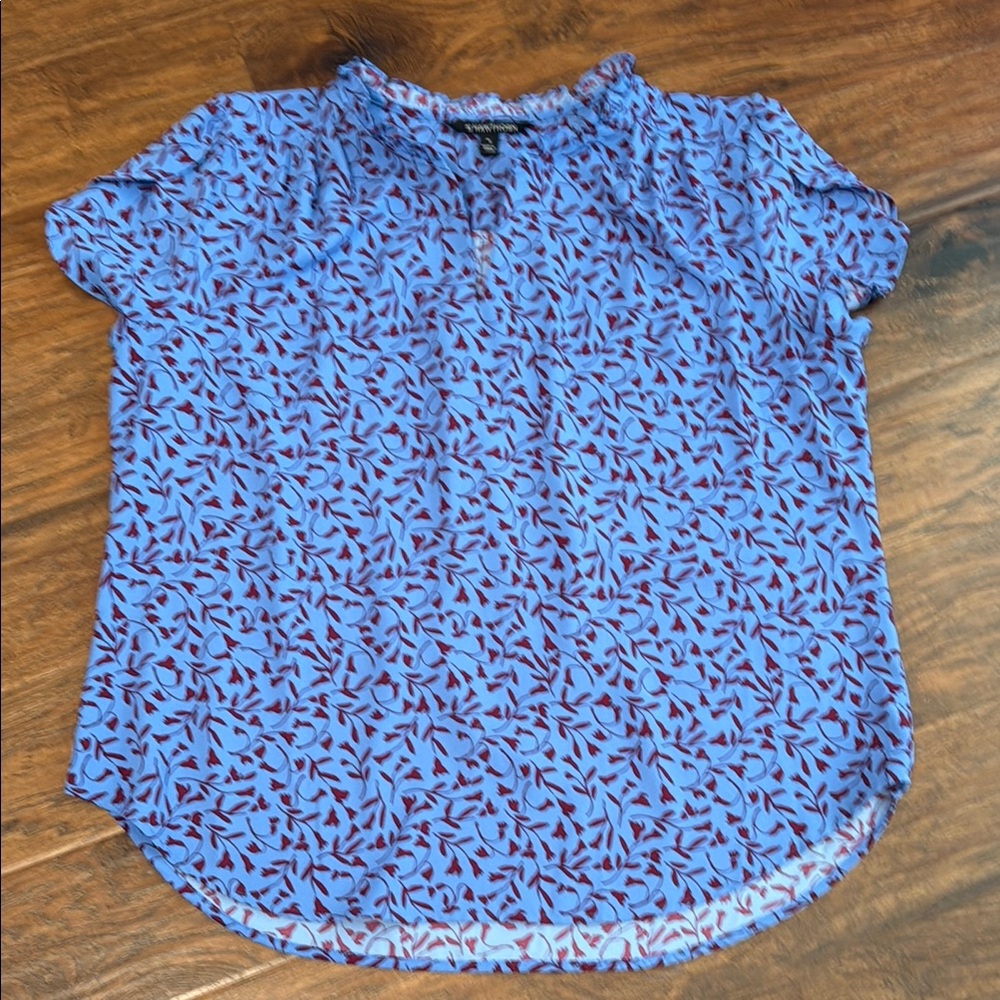 Blue and Red Patterned Blouse-xl